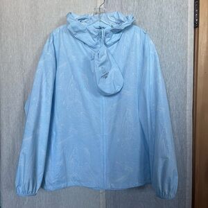 Light Blue Hooded Windbreaker